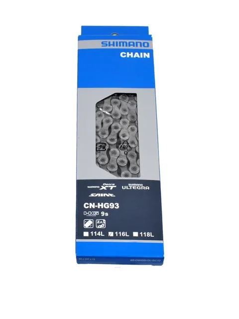 

Цепь Shimano XT, HG93, 9скоростей, 116 звеньев, ампульный пин (1шт), Серый, Xt