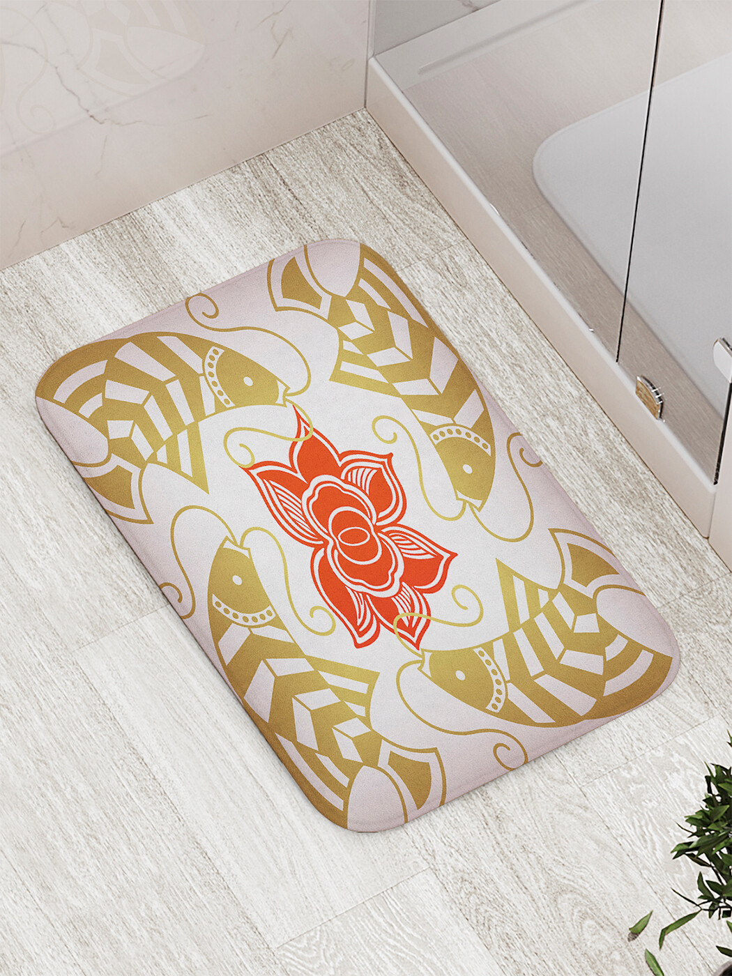 

Коврик противоскользящий JoyArty "Рыбий хоровод" для ванной, сауны, бассейна, 77х52 см, Рыбий хоровод