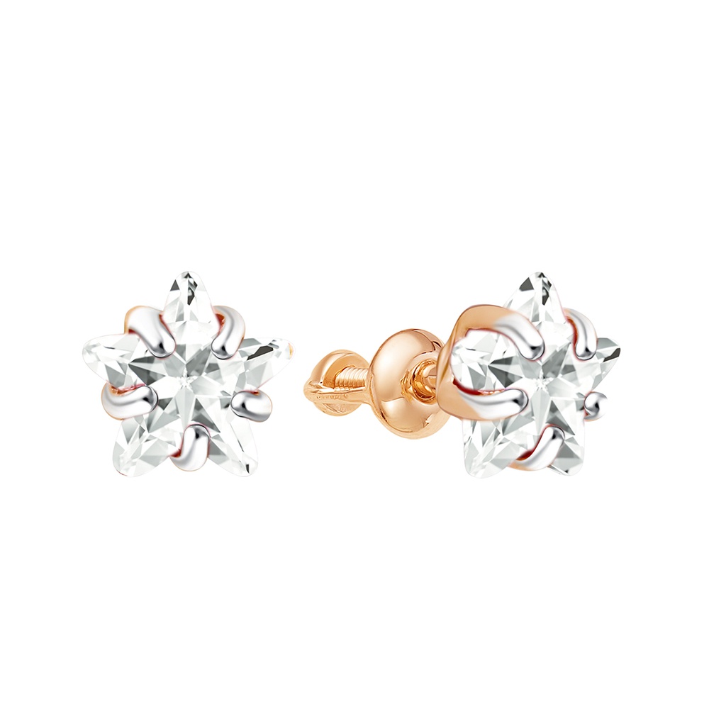 

Серьги пусеты из красного золота 585Gold 302006957, фианит, 302006957
