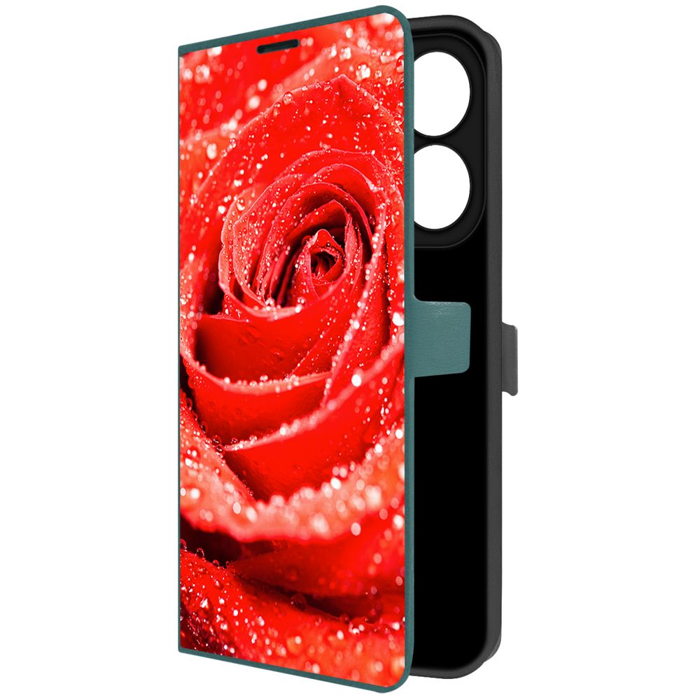 

Чехол-книжка Krutoff Eco Book для Infinix Hot 40i Роза (зелёный опал), Зеленый