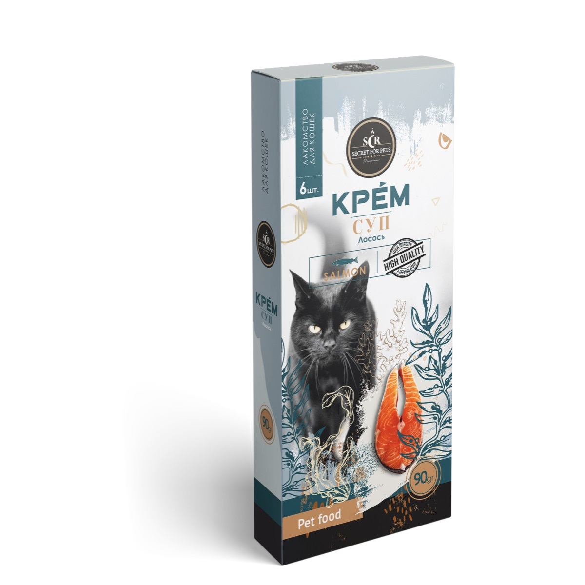 

Лакомство для кошек SECRET FOR PETS крем-суп из лосося, 6 шт по 15 г