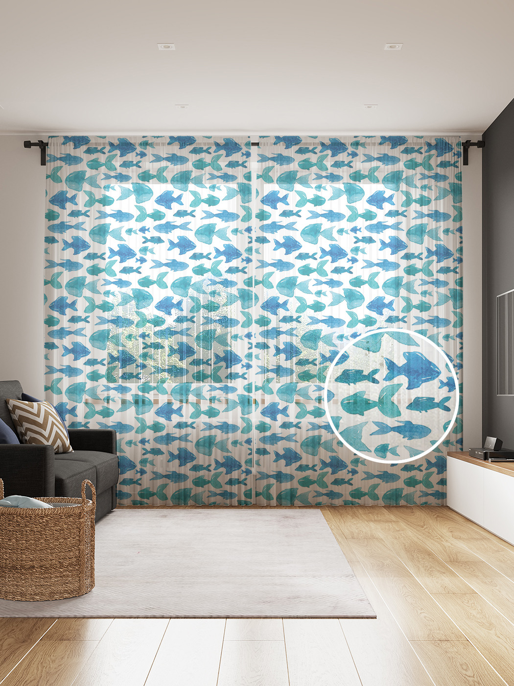 

Фототюль JoyArty "Крашенные морские обитатели" 145x265см, 2 полотна, лента, 50 крючков, Крашенные морские обитатели