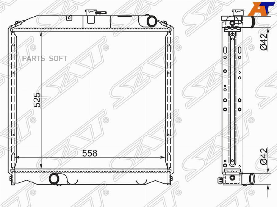 

SAT Радиатор TOYOTA DYNA TOYO ACE BU4## BZU410 XZU3## XZU4## 1999-2006 J05C S05C S05D