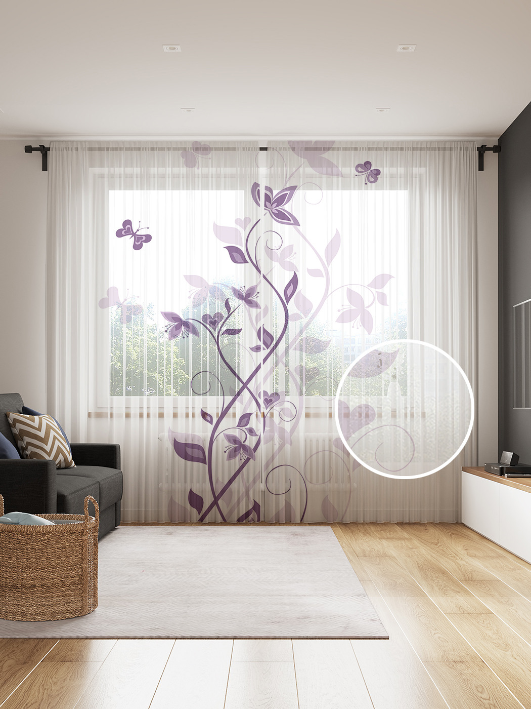 

Фототюль JoyArty "Цветы вьются к небу" 145x265см, 2 полотна, лента, 50 крючков, Цветы вьются к небу