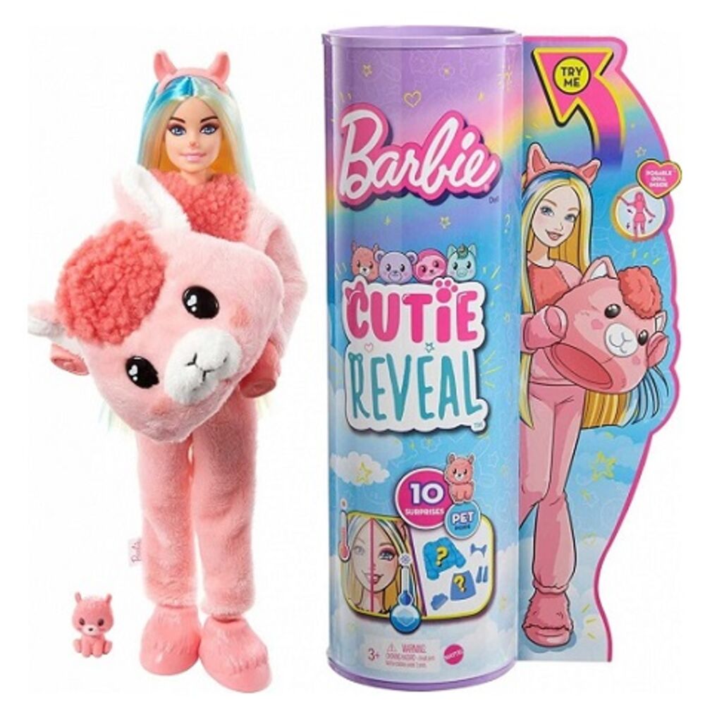 Кукла Mattel Barbie Cutie Reveal Милашка-проявляшка Лама HJL60 кукла mattel barbie gbk18 barbie x crayola фруктовый сюрприз блондинка