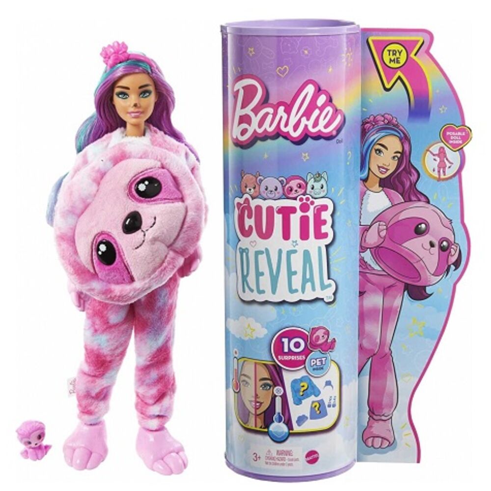 Кукла Mattel Barbie Cutie Reveal Милашка-проявляшка Ленивец HJL59 игрушка сюприз mattel barbie кукла челси с аксессуарами пикник 6 серия hkt8