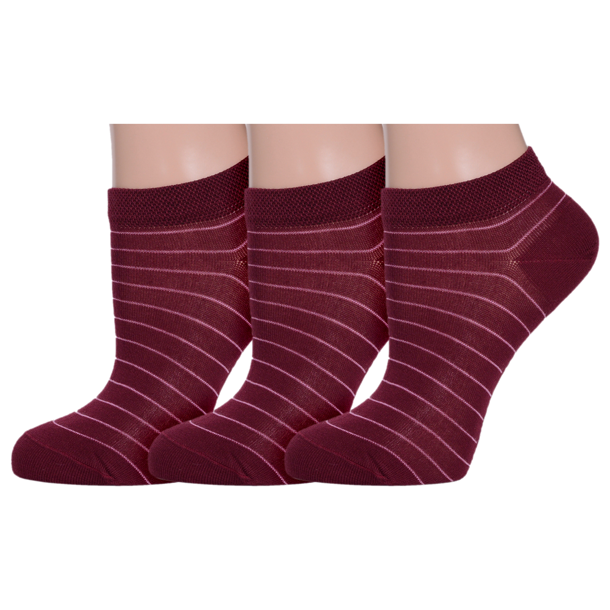 

Комплект носков женских Grinston socks 3-15D34 бордовых 23, Бордовый, 3-15D34