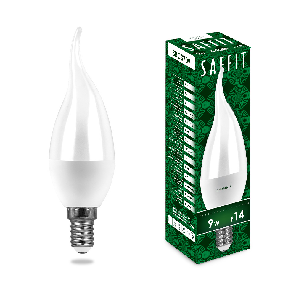 

Лампочка светодиодная Saffit SBC3709, 9Вт E14 230V дневной, упаковка 10 шт, 55173, SBC3709
