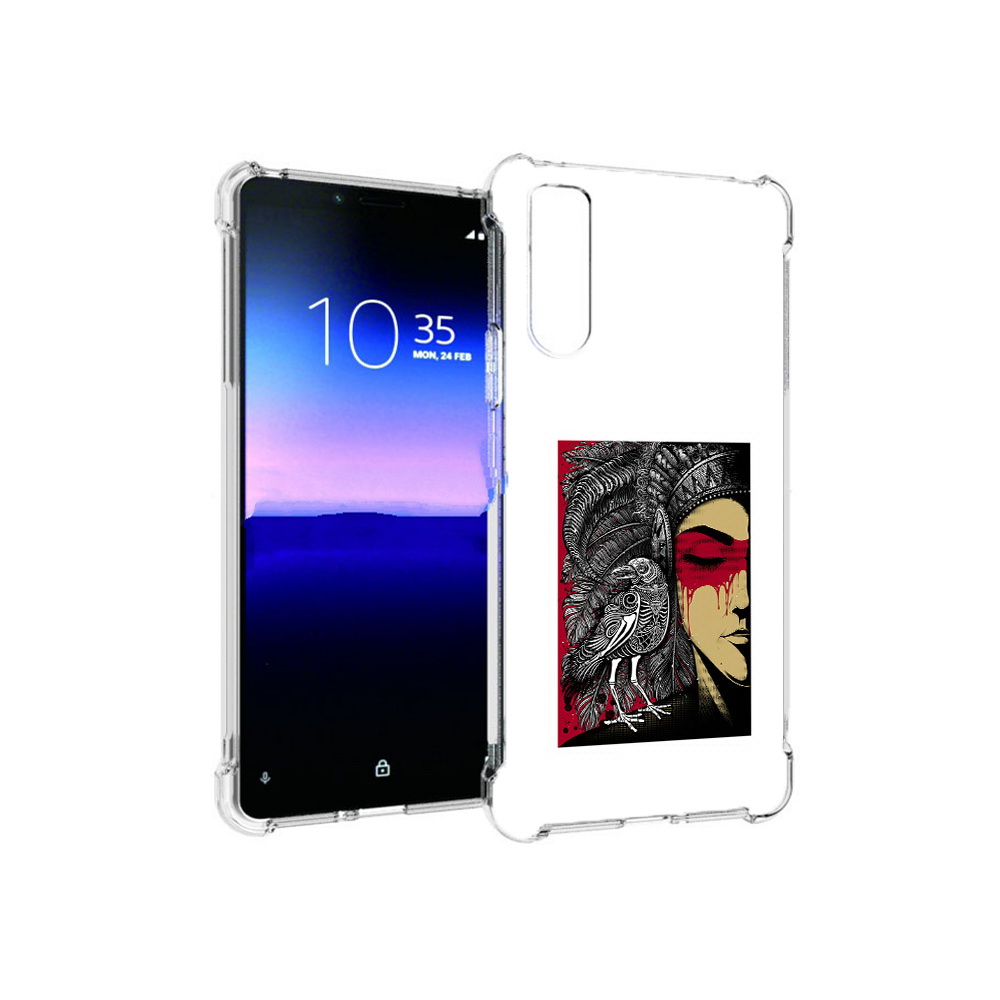 

Чехол MyPads Tocco для Sony Xperia 10 II девушка с вороном в абстракции (PT158941.227.311), Прозрачный, Tocco