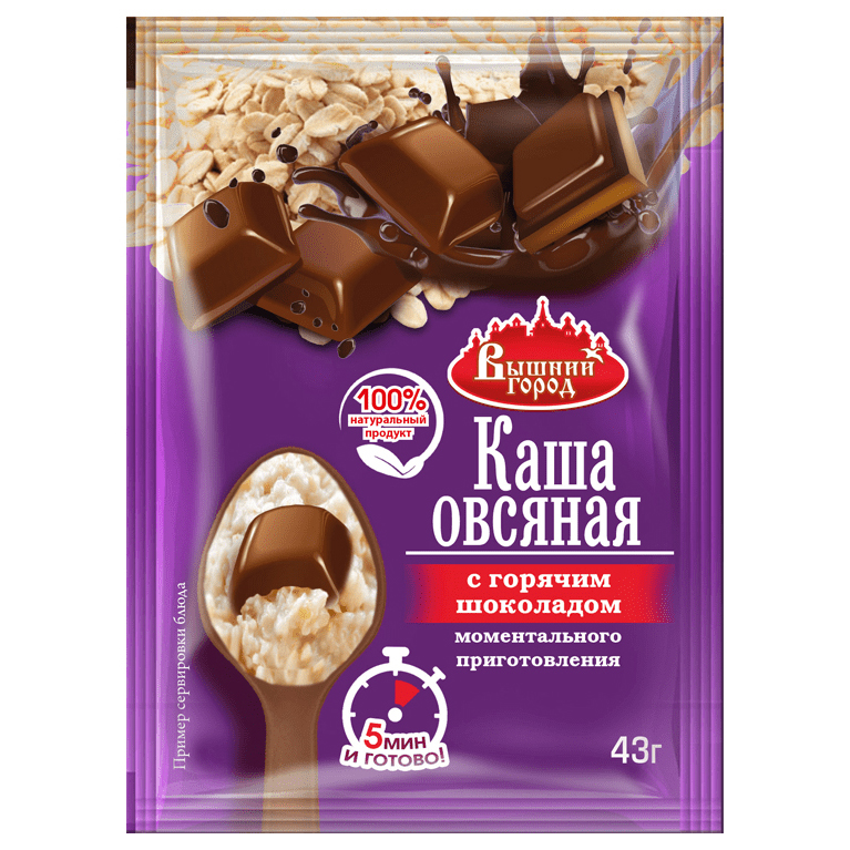 

Каша Вышний город овсяная с горячим шоколадом быстрого приготовления 43 г