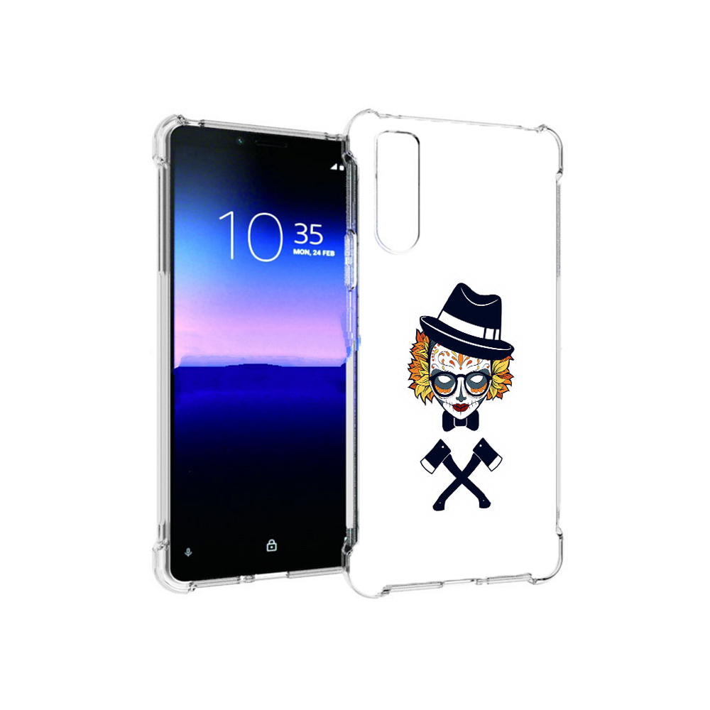 

Чехол MyPads Tocco для Sony Xperia 10 II девушка в маске с топорами рисунок, Прозрачный, Tocco
