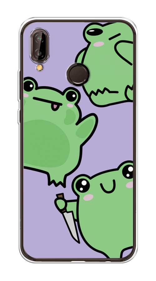 

Чехол на Huawei Nova 3 "Опасные лягушата", Фиолетовый;зеленый;черный, 66150-1