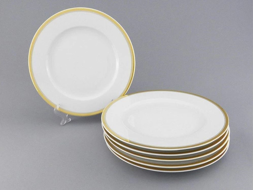 

Набор сервировочных тарелок Leander Сабина 02160125-0511 фарфор, 25x25, бело-золотой, 6 шт