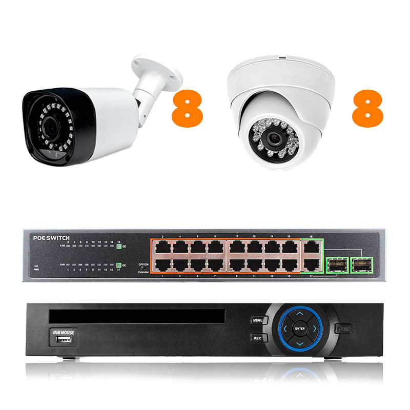 Готовый комплект IP видеонаблюдения на 16 камер 5Мп Ps-Link KIT-B516IP-POE