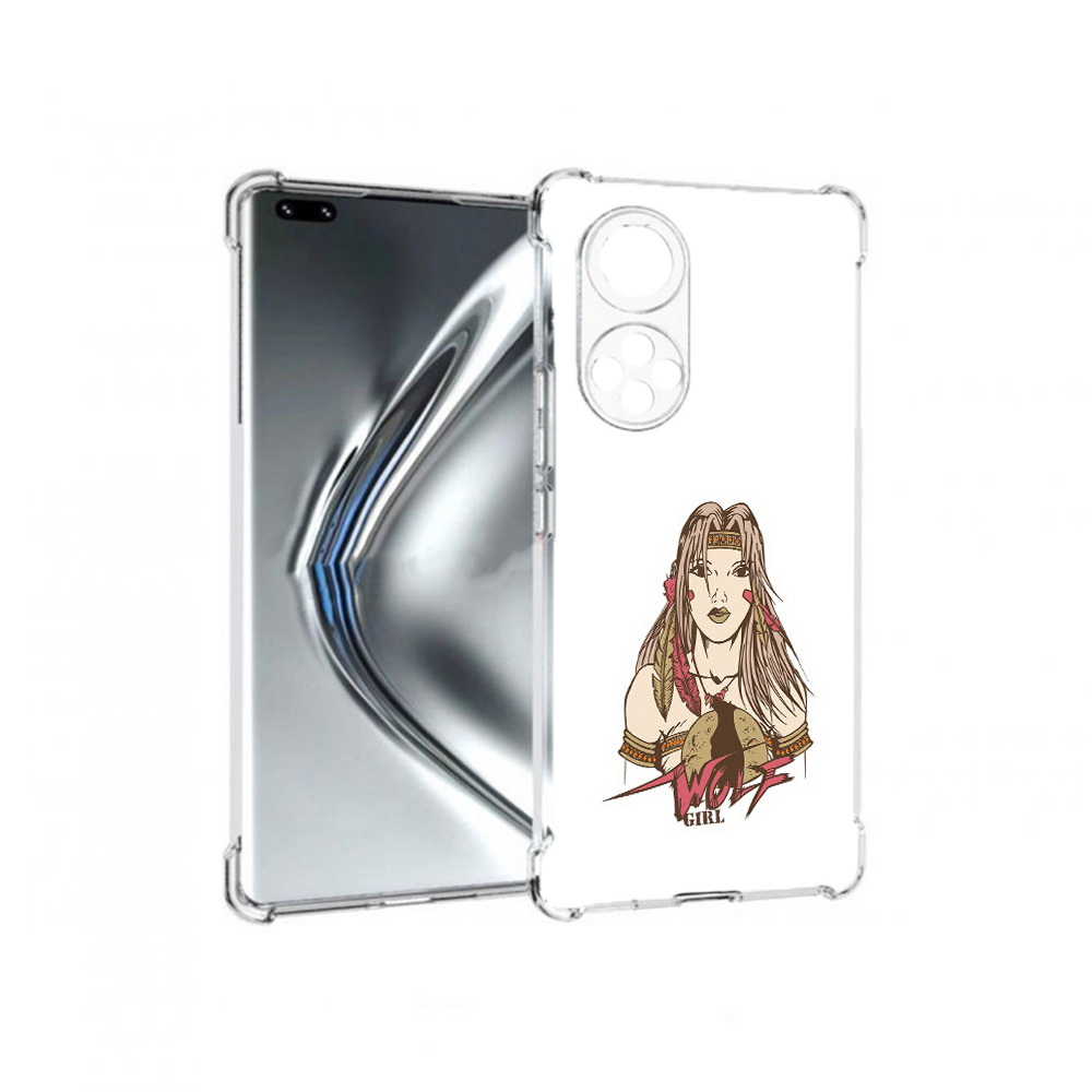 

Чехол MyPads Tocco для Honor 50 Pro девушка волк (PT195008.23.306), Прозрачный, Tocco