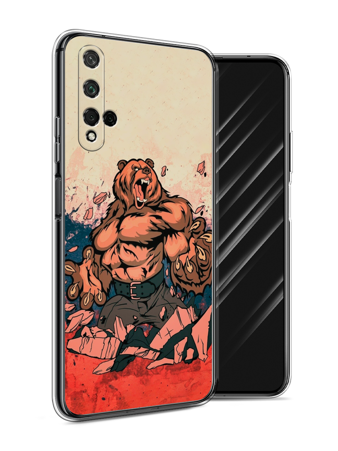 

Чехол Awog на Honor 20 "Медведь с флагом РФ", Коричневый;синий;красный, 69550-2