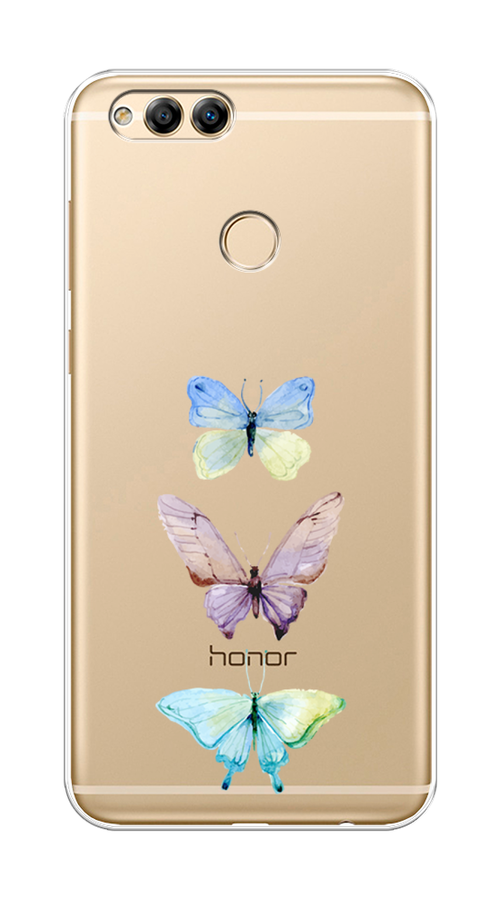 

Чехол на Honor 7X 2017 "Акварельные бабочки", Бирюзовый;розовый, 63750-1