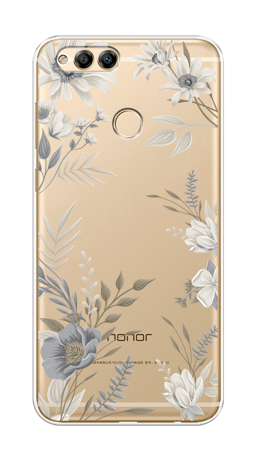 

Чехол на Honor 7X 2017 "Цветы сепия", Серый;прозрачный;зеленый;белый, 63750-1