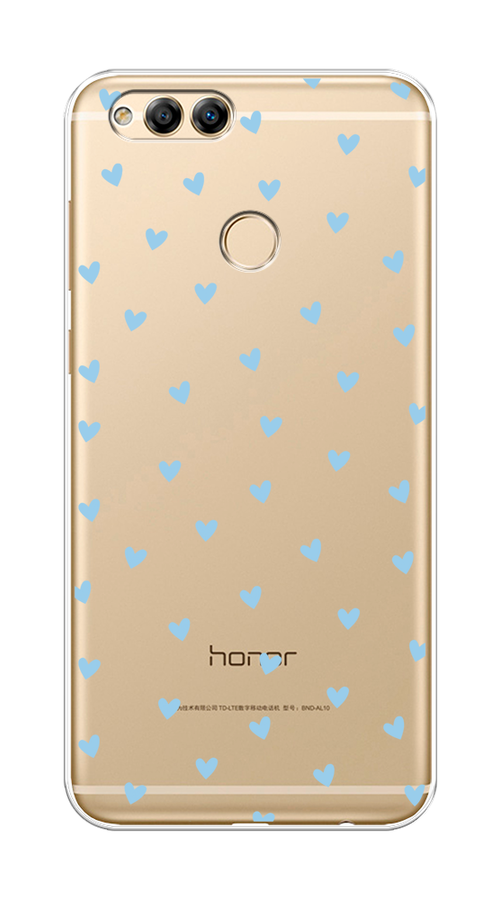 

Чехол на Honor 7X 2017 "Голубые сердечки паттерн", Голубой;прозрачный, 63750-1