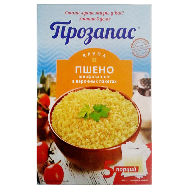 

Пшено Прозапас шлифованное в пакетиках для варки 80 г х 5 шт