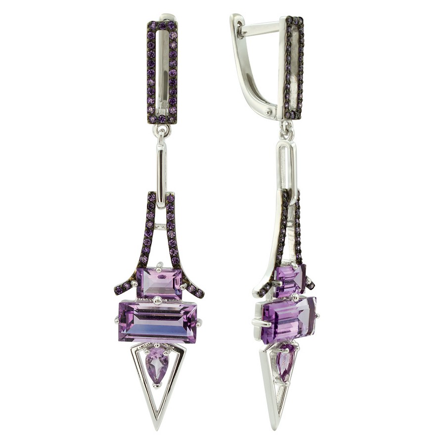 

Серьги из белого золота с фианитом/аметистом ALORIS Серьги 1979АКц_, Серьги 1979АКц_