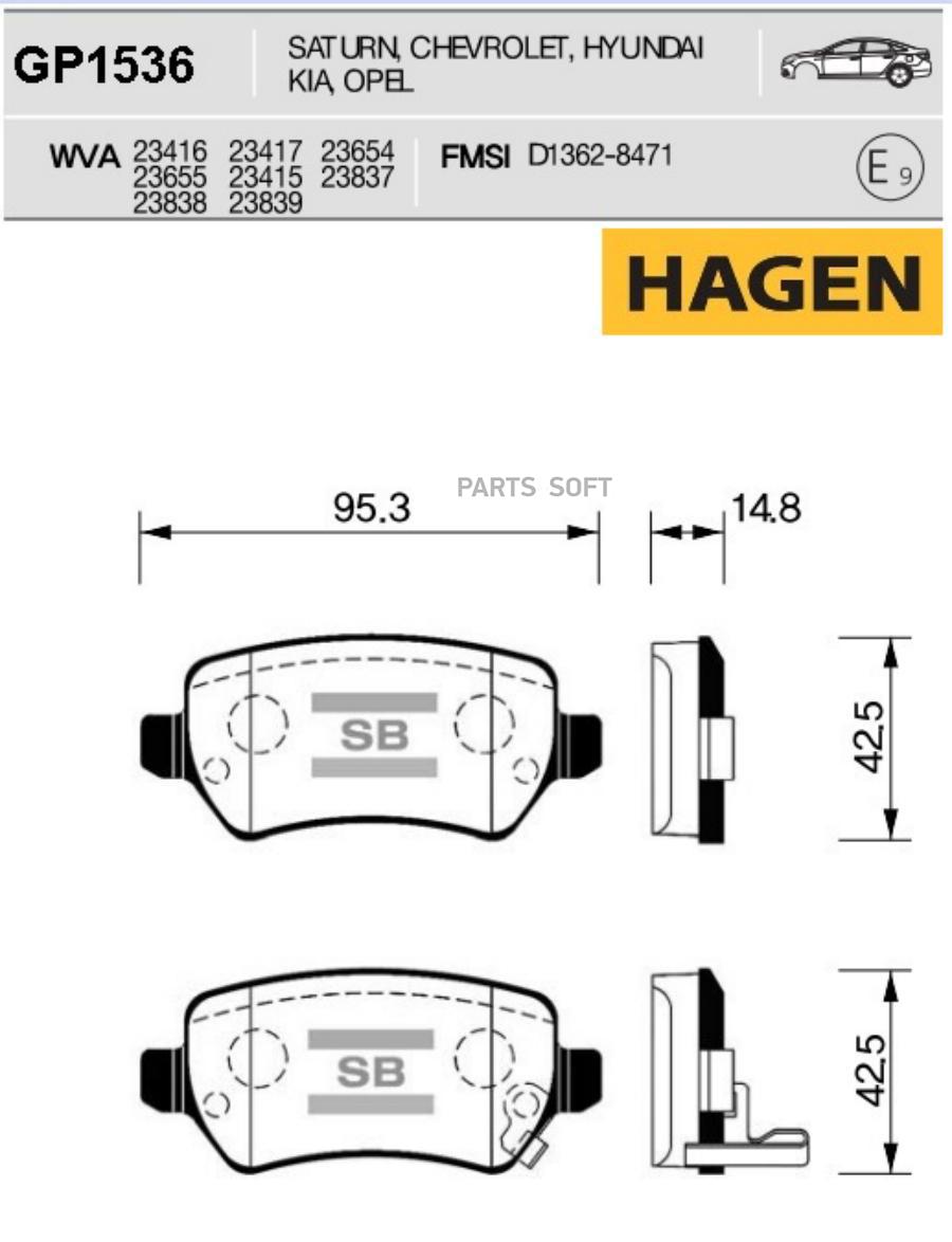 

Тормозные колодки Sangsin brake задние GP1536