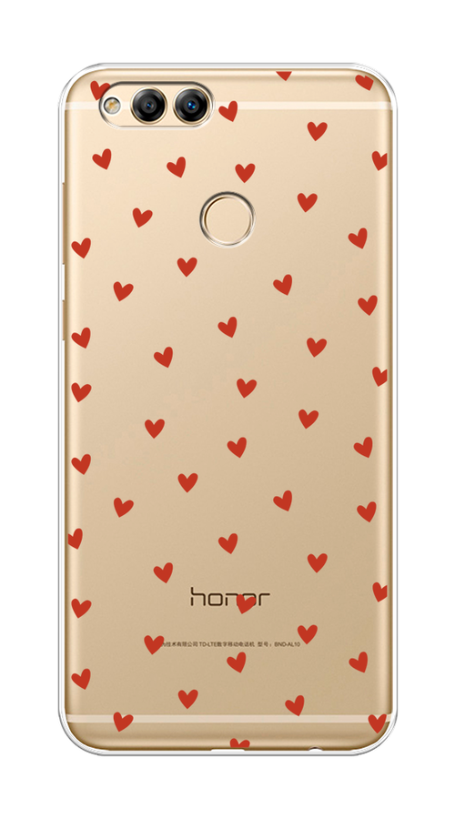 

Чехол на Honor 7X 2017 "Red hearts", Красный;прозрачный, 63750-1