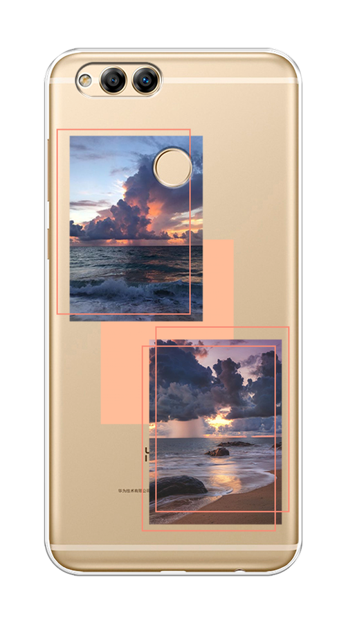 

Чехол на Honor 7X 2017 "Sky collage", Розовый;прозрачный;синий, 63750-1