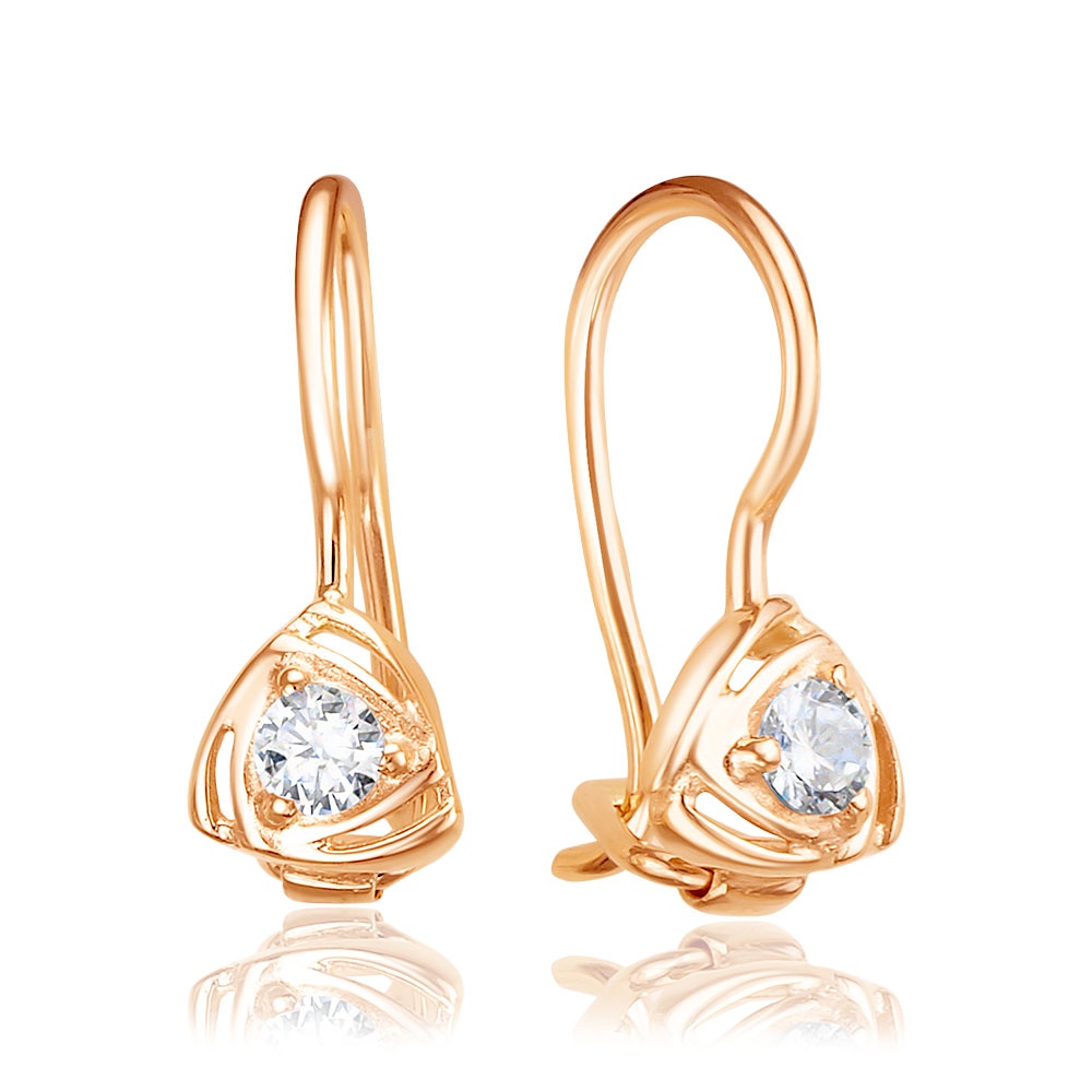 

Серьги из красного золота 585Gold 602001588, фианит, 602001588