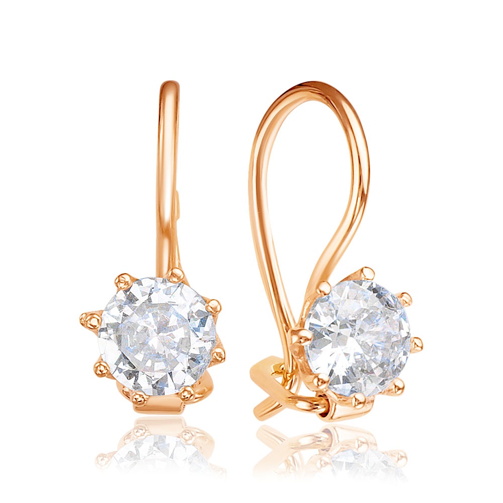 

Серьги из красного золота 585Gold 602001600, фианит, 602001600