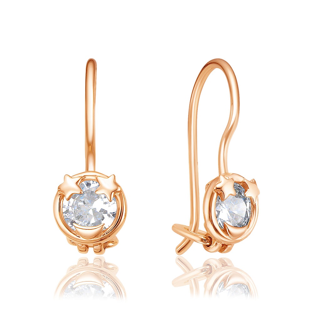 

Серьги из красного золота 585Gold 602001599, фианит, 602001599