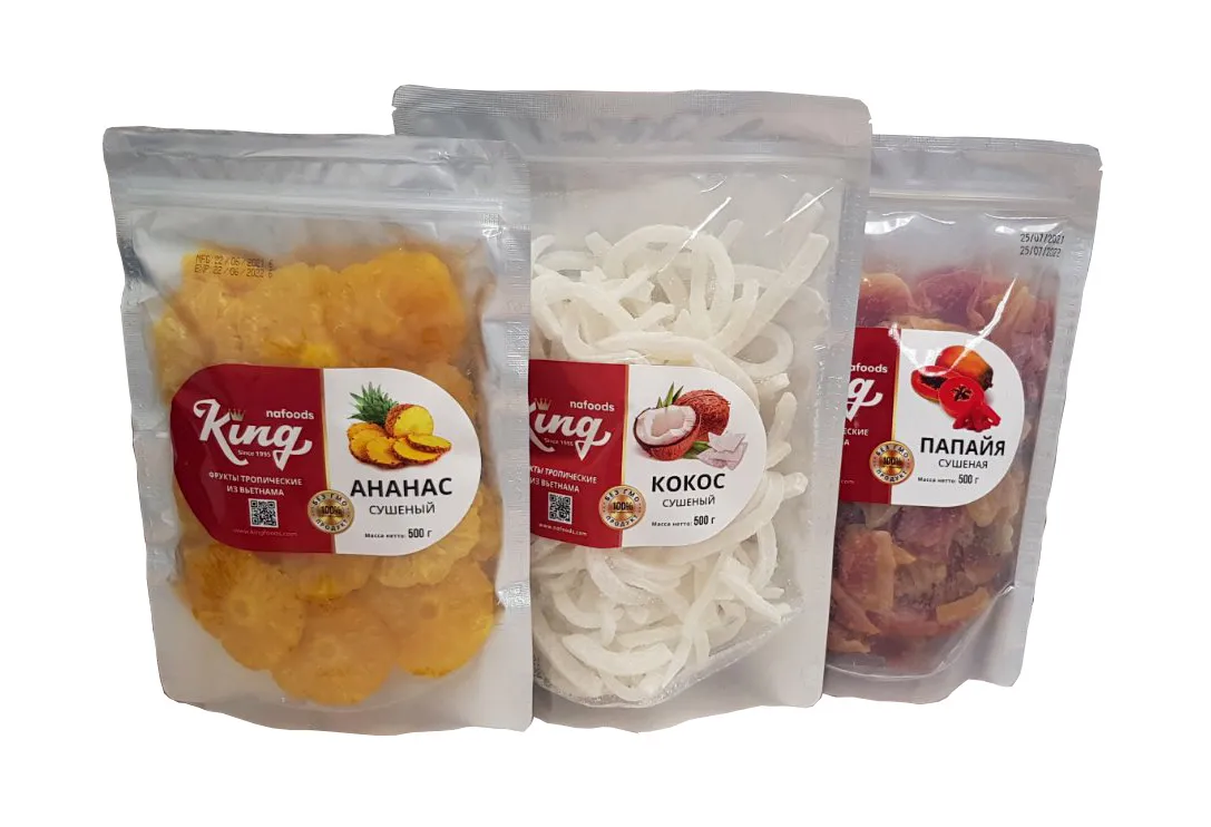 

Набор KING из сушеных кокоса, папайи и ананаса, 3 шт. по 500 г, Набор