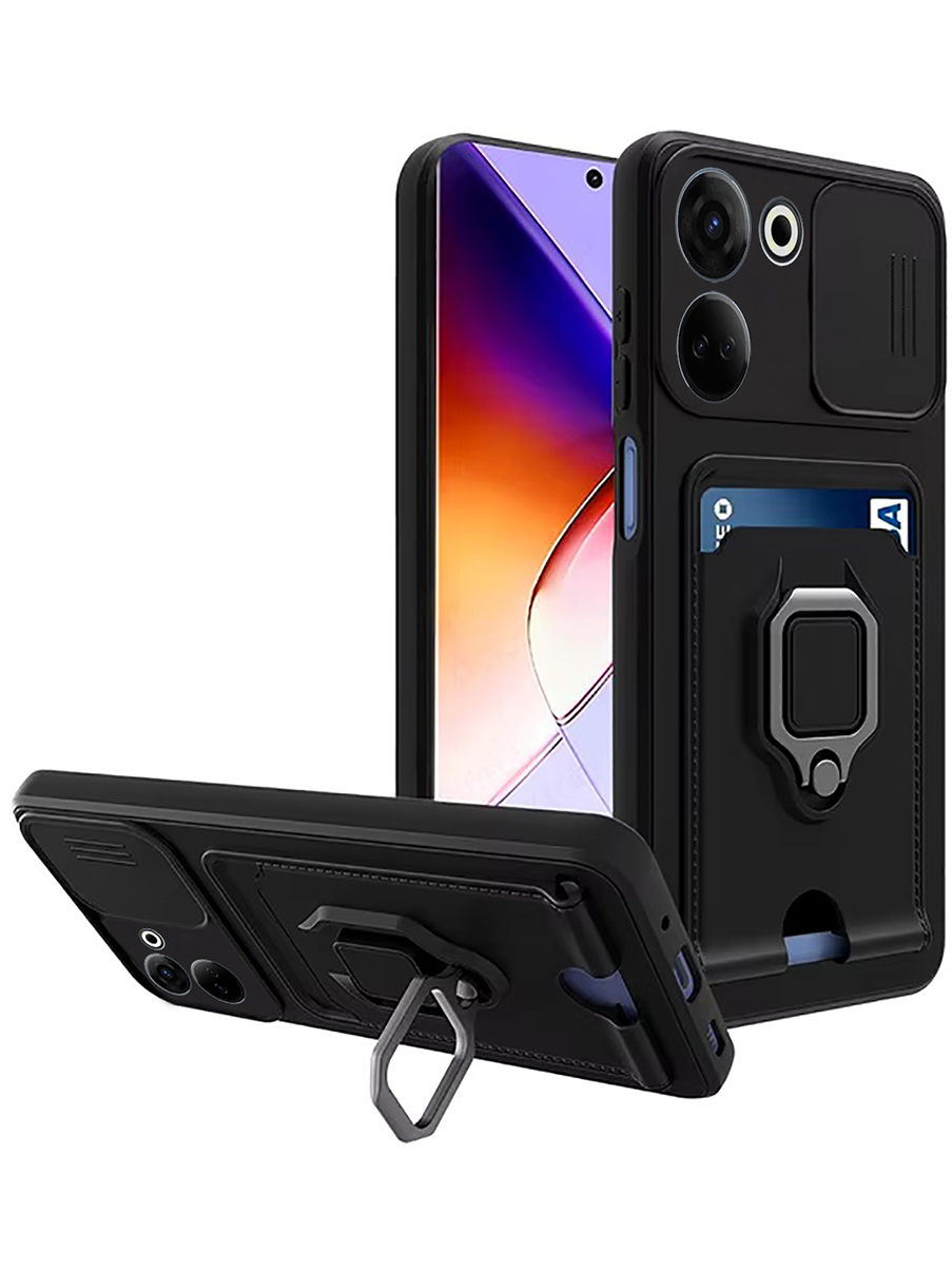 

Противоударный чехол на Tecno Camon 20 / 20 Pro с защитой камеры и карманом черный, 772566013