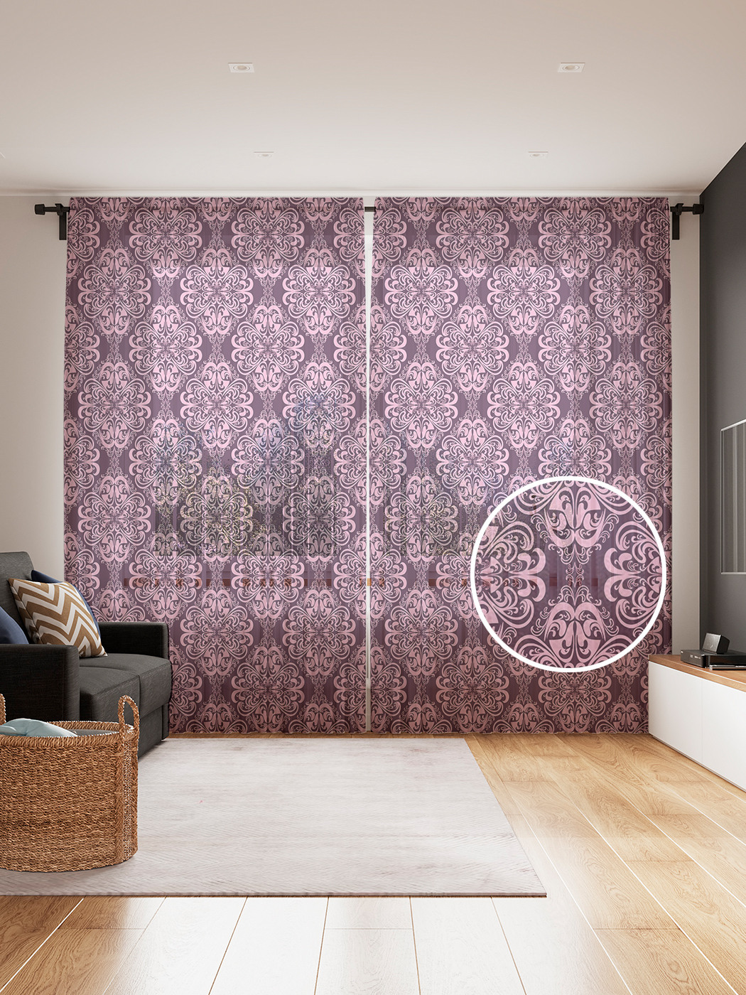 

Фототюль JoyArty "Узорчатый орнамент в стиле Барокко" 145x265см, Узорчатый орнамент в стиле Барокко