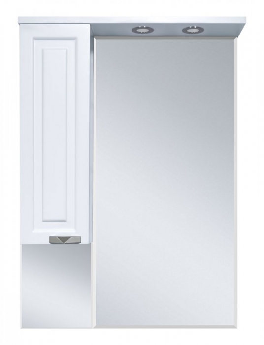 Зеркало со шкафчиком Misty Терра 70 белое левосторонняя