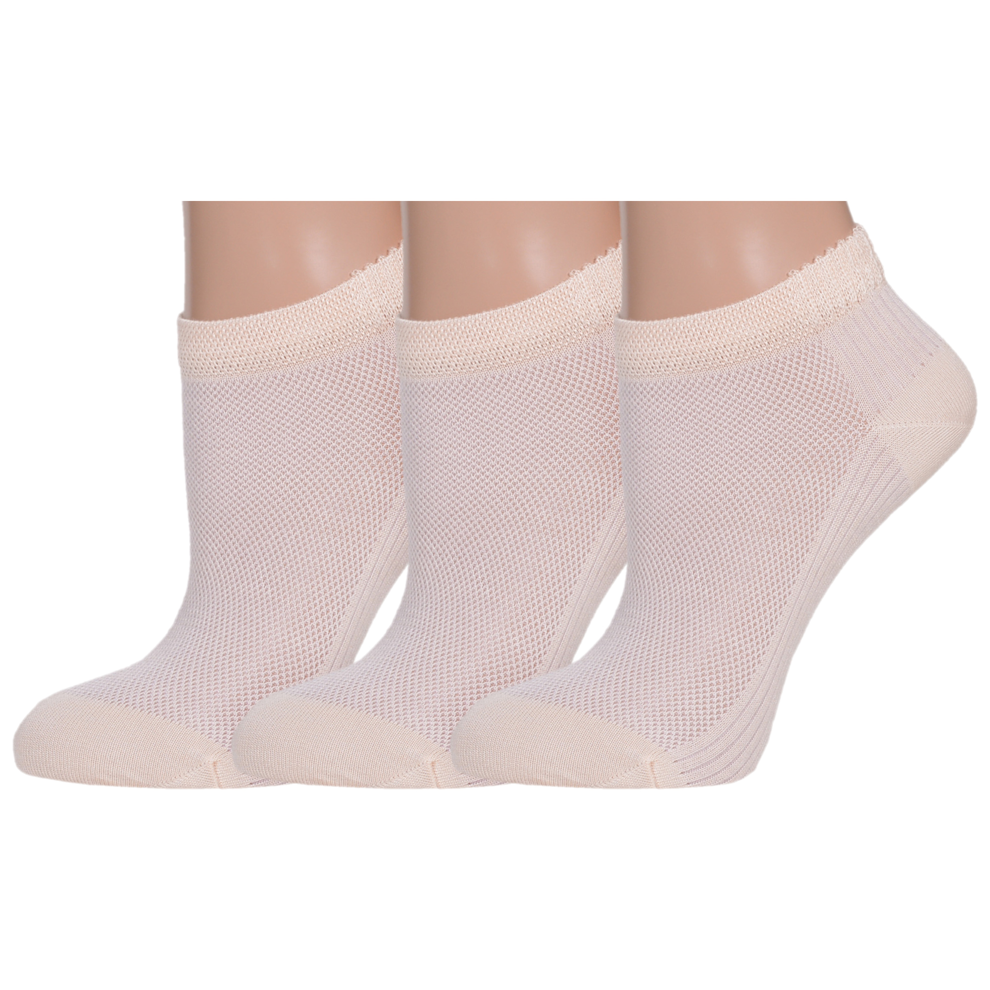 Комплект носков женских Grinston socks 3-17D3 бежевых 23