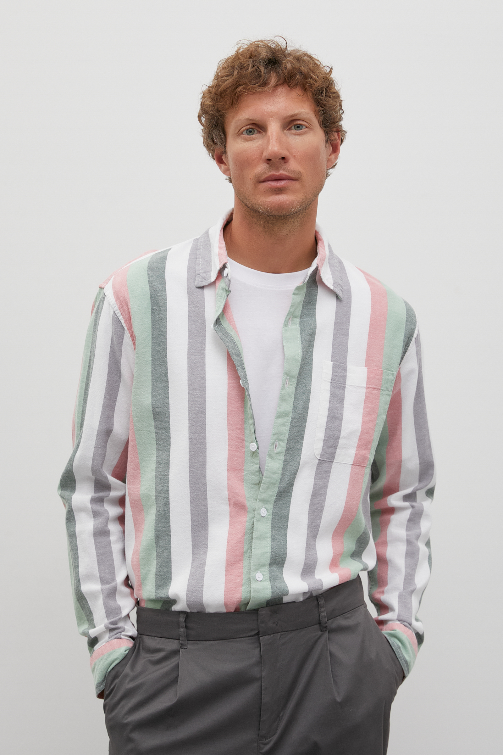 Рубашка мужская Finn Flare FSD21070 зеленая 2XL зеленый