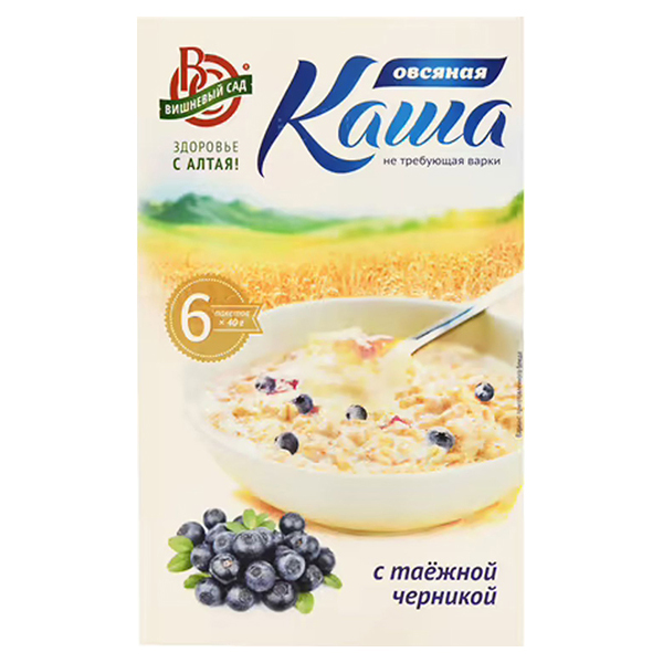 

Каша Вишневый сад овсяная с таежной черникой 40 г x 6 шт