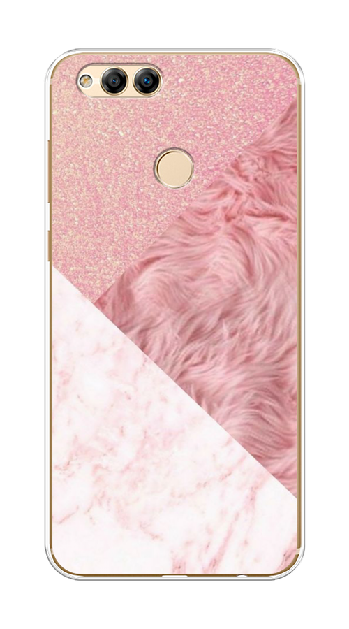 

Чехол на Honor 7X 2017 "Текстурные треугольники", Розовый;белый, 63750-1