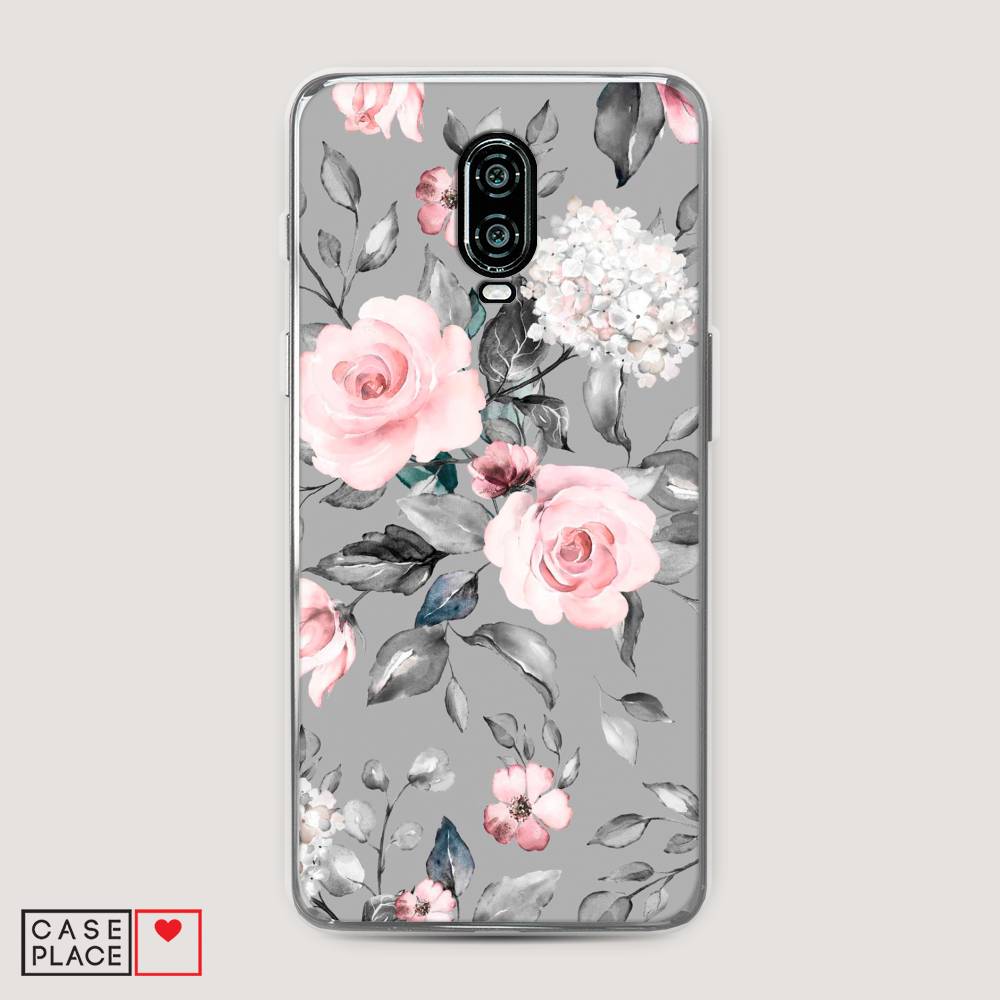 фото Чехол awog "розы на сером" для oneplus 6t