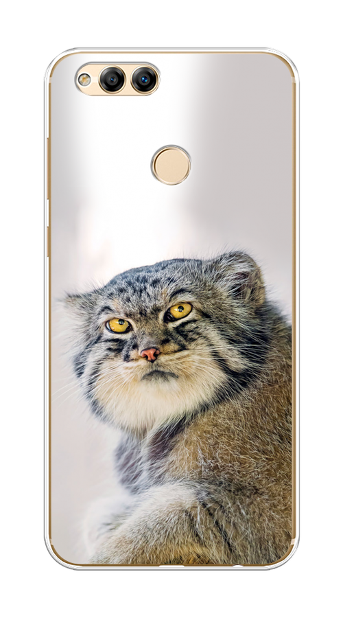 

Чехол на Honor 7X 2017 "Кот манул 1", Серый;белый;желтый, 63750-1