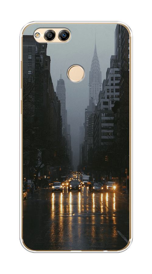 

Чехол на Honor 7X 2017 "Дождливый Нью Йорк", Черный;серый, 63750-1