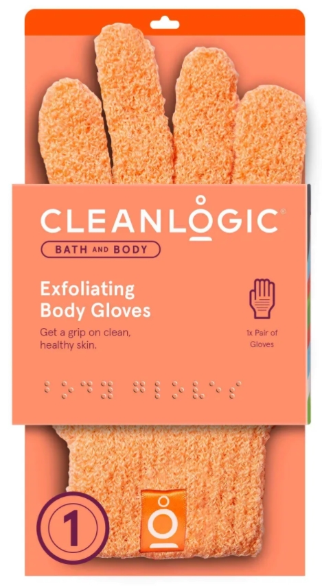 Мочалки-перчатки для тела Cleanlogic средней жесткости оранжевые 2 шт 3шт чистка тела отшелушивающий душ мяч назад скруббер перчатки оранжевый