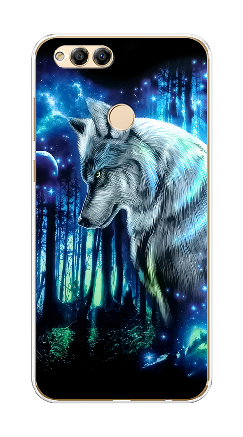 

Чехол на Honor 7X 2017 "Сказочный волк", Синий;серебристый;черный, 63750-1