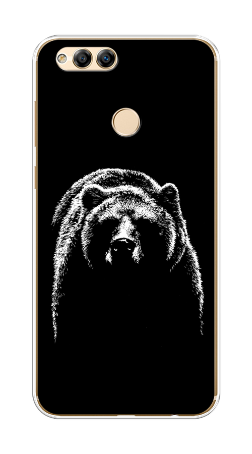 

Чехол на Honor 7X 2017 "Медведь в ночи", Белый;черный, 63750-1