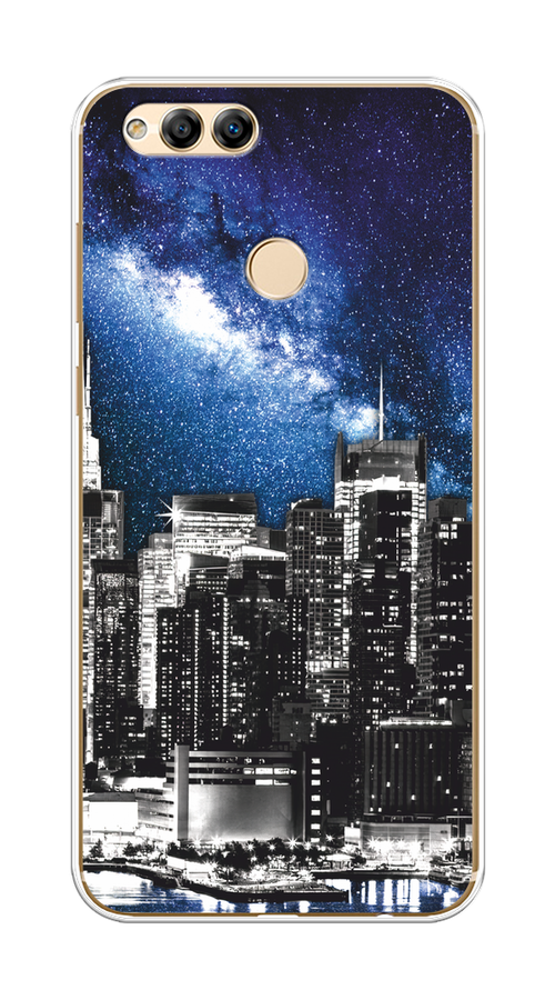 

Чехол на Honor 7X 2017 "Космический Нью-Йорк", Синий;серый, 63750-1