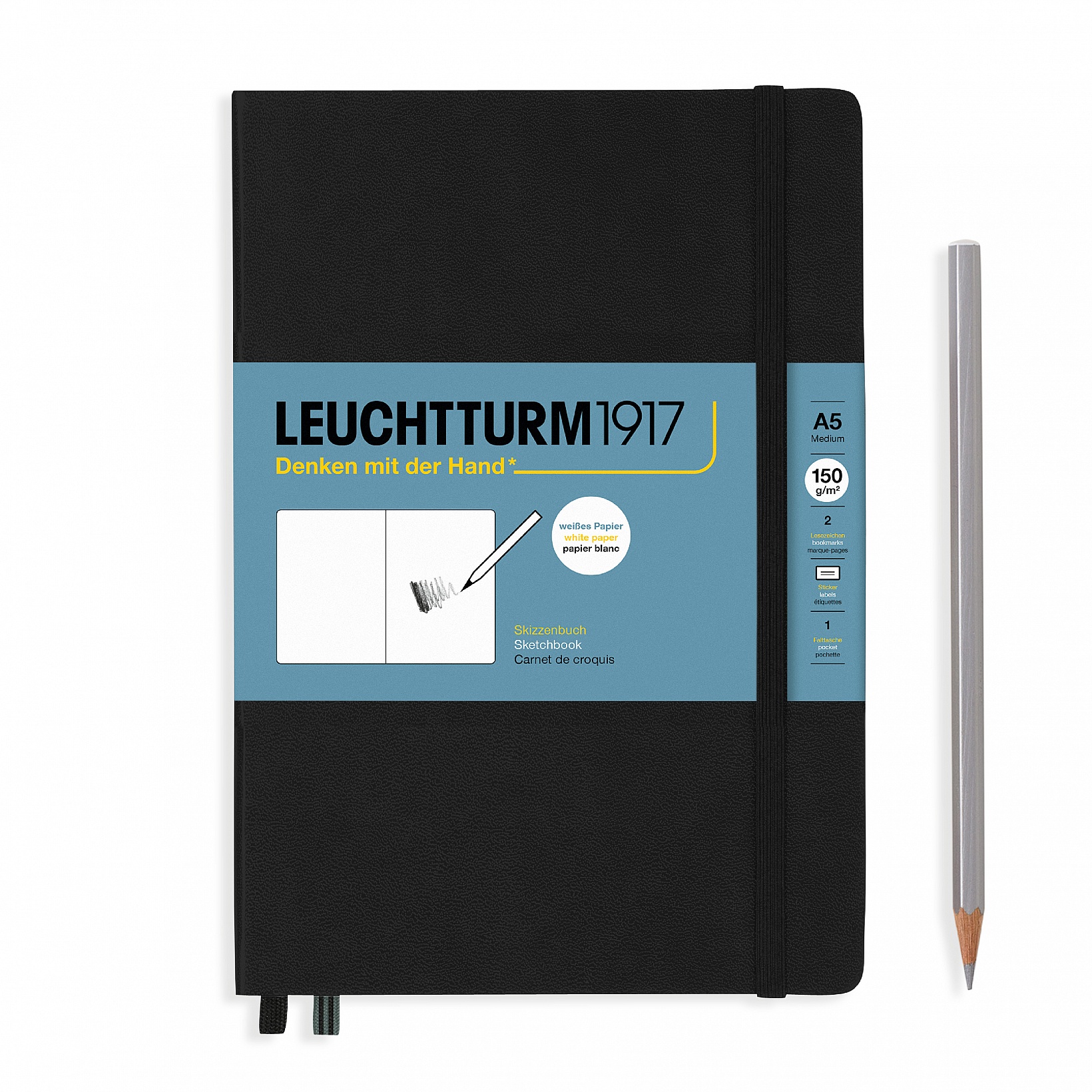 Скетчбук Leuchtturm Medium А5 150г/м2 61 лист черный твердая обложка