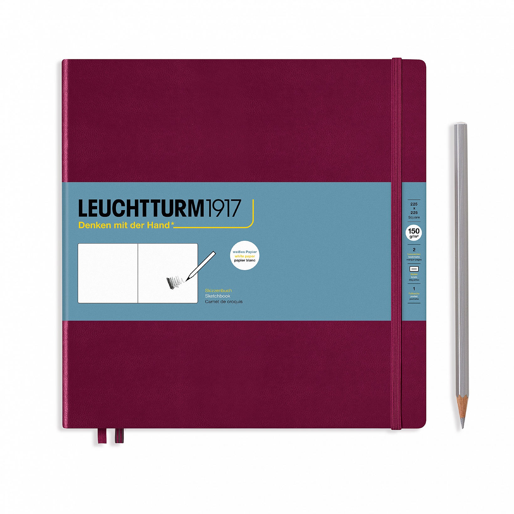 Скетчбук Leuchtturm Square 225х225мм 150г/м2 61 лист винный твердая обложка