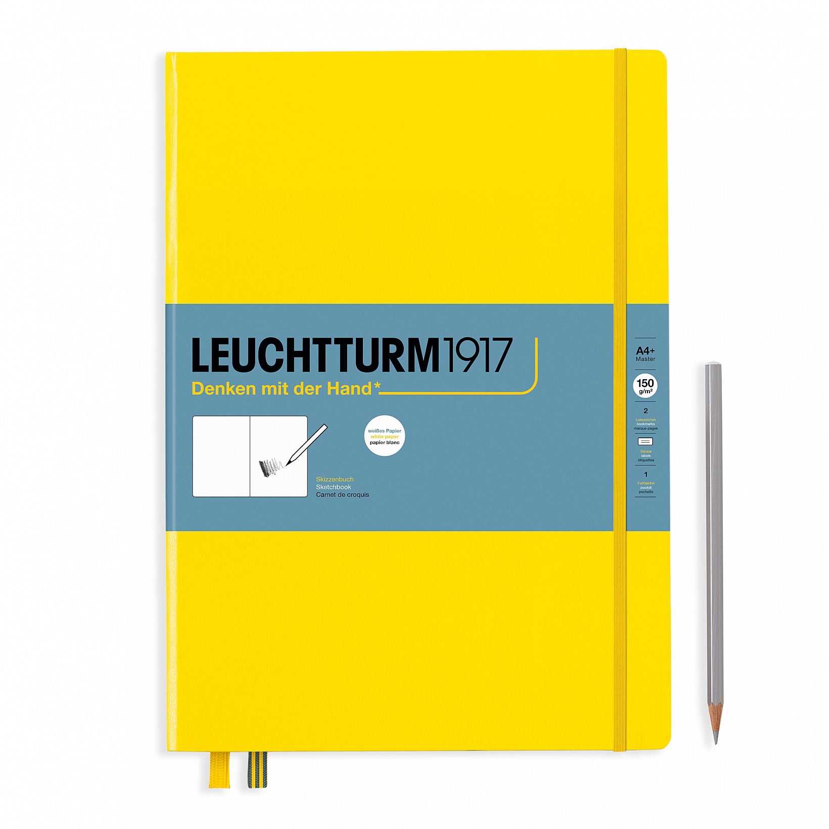 Скетчбук Leuchtturm Master А4+ 150г/м2 61 лист лимонный твердая обложка