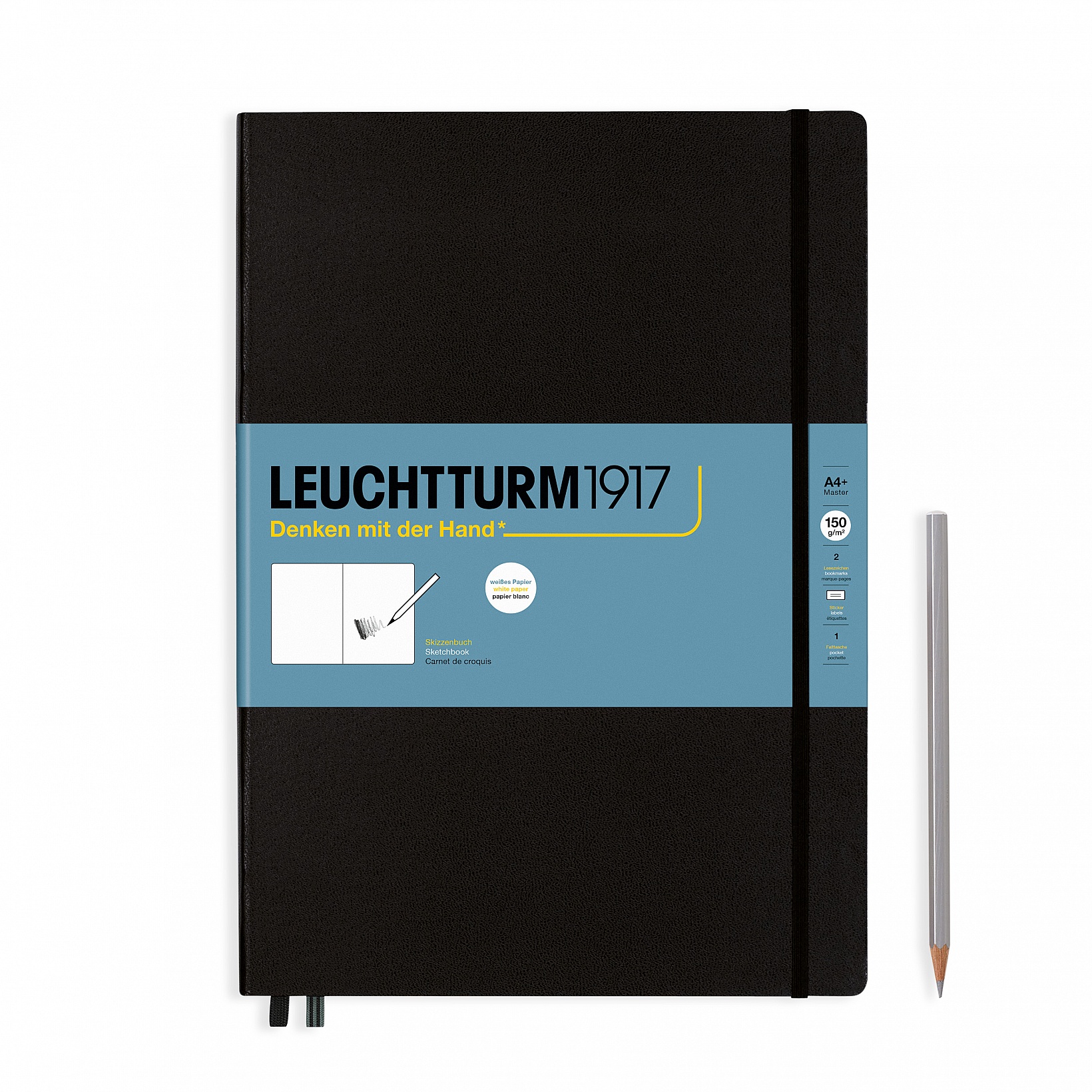 Скетчбук Leuchtturm Master А4+ 150г/м2 61 лист черный твердая обложка